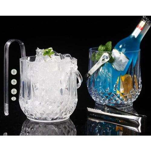 Creative Acrylic Ice Bucket Transparent Quality Red Wine Champagne Storage Tank Portable Handle KTV Dedicated Barware 13*14CM