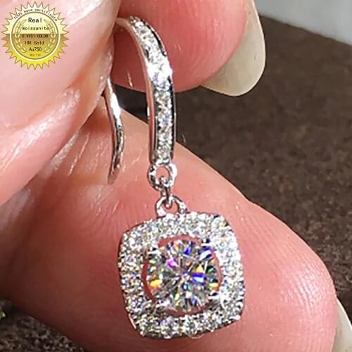 100% 18K Gold A750 gold A pair of Earrings 1Ct 2Ct 4Ct 6Ct DVVS Moissanite Earrings Round cut