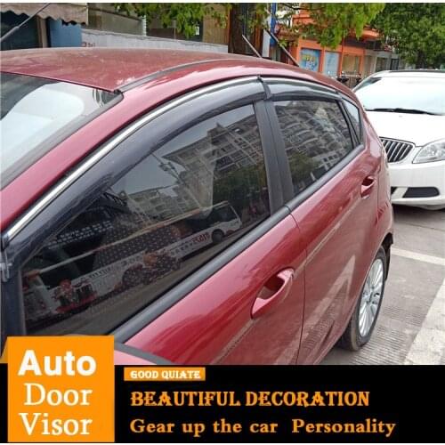 For Fit Ford Fiesta Hatchback Window Visor Plastic Vent Shades Sun Rain Deflector Guard 4PCS/SET For 2010/11/12/2013 Door Visor