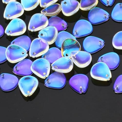 50pcs/lot White Transparent Petal Spacer Beads 10x12mm Loose Glass Beads For Jewelry Making Diy Necklace Bracelet Accessories