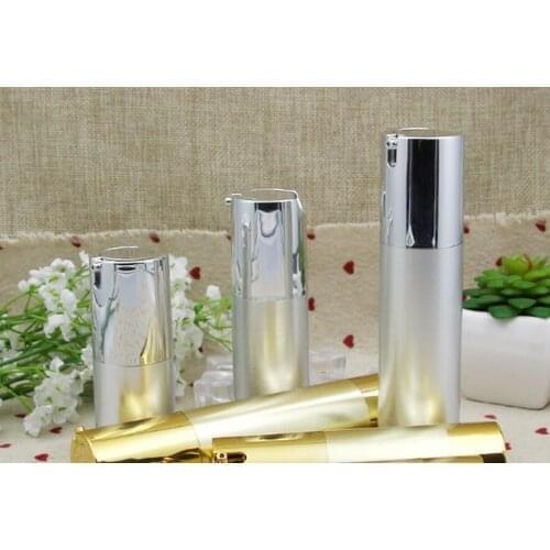 200pcs 15ml 30ml 50ml Gold/silver Empty Cosmetic Airless Bottle Portable Refillable Pump Dispenser Bottles For Travel Lotion