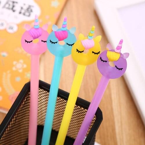 1pcs Donut Unicorn Gel Pen 0.5mm Cute Pens Novelty Student Kawaii Pen Stationery Cute Signing Pens Kawaii School Supplies