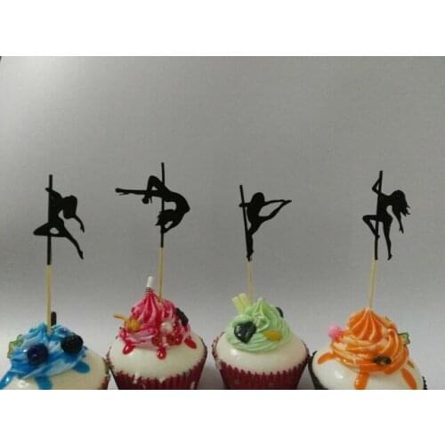 Sexy Pole Dancing Silhouette Cupcake Toppers food Picks bridal shower Bachelorette Party wedding birthday toothpicks decor