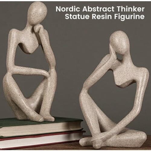 Nordic Abstract Thinker Figure Statue Ornaments Handmade Resin Figure Statue Decor Modern Art Figure Statue Craft Desktop Decor