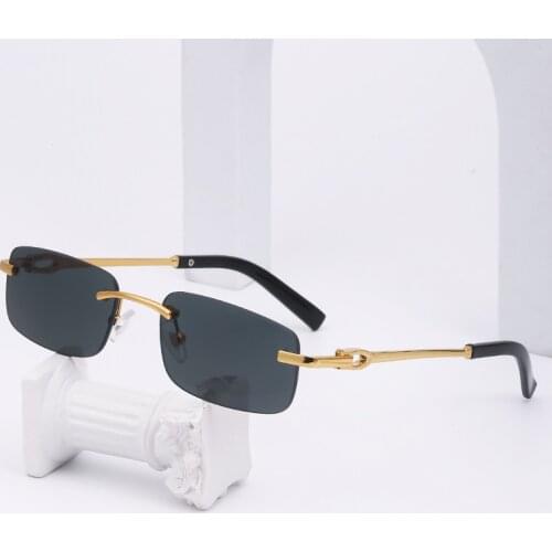 2021 Rectangle Rimless Sunglasses Women Fashion Black Retro Square Frameless Sun Glasses For Men gafas de sol hombre