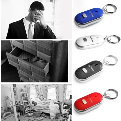 LED Whistle Key Finder Key Chain Flashing Anti-Lost Keyfinder Locator Tracker with Keyring Beeping Control Alarm Wholesale