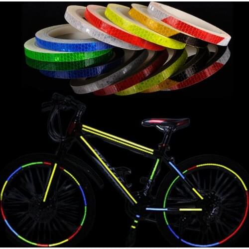 2PC Bicycle Accessories Bike Reflective Sticker Strip MTB Bicycle Wheel Sticker Fluorescent Tape Reflector Sticker Cycling Decor