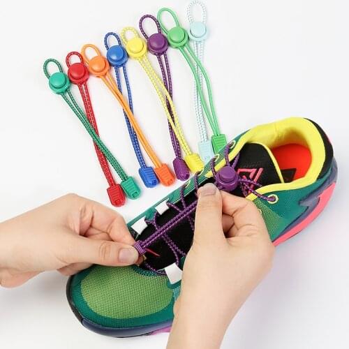 Reflective Round Shoe Laces Elastic Press Locking No Tie Shoelaces Quickly Put On And Take Off in 1 Second Convenience Lazy Lace