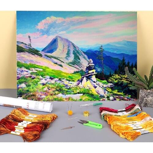 Landscape Printed Fabric 11CT Cross Stitch Patterns DIY Embroidery DMC Threads Craft Handiwork Painting Knitting Wholesale