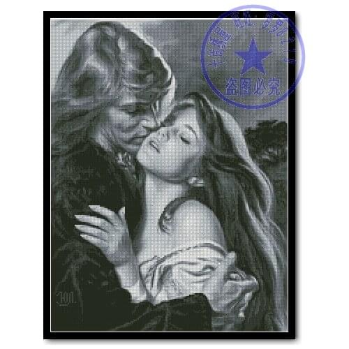 Top Quality Beautiful Lovely Counted Cross Stitch Kit kiss lover couple black and white