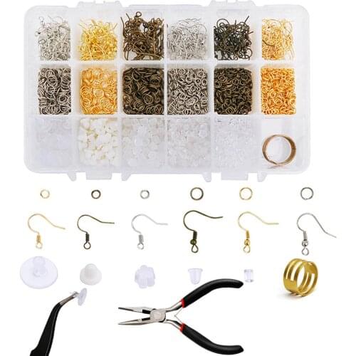 1box Jewelry Findings Tool Set Alloy Ear Hook/Single Circle/Ear Plug/Earring Hooks For DIY Jewelry Making Supplies Kit