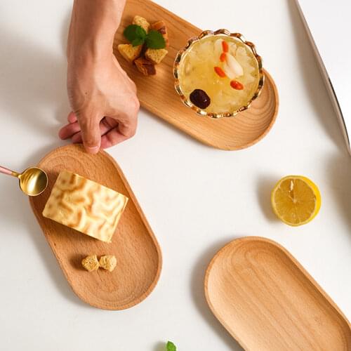 1PC Solid Mini Oval Wood Tray Without Paint Small Wooden Plate Childrens Wood Plate Tableware decorative tray