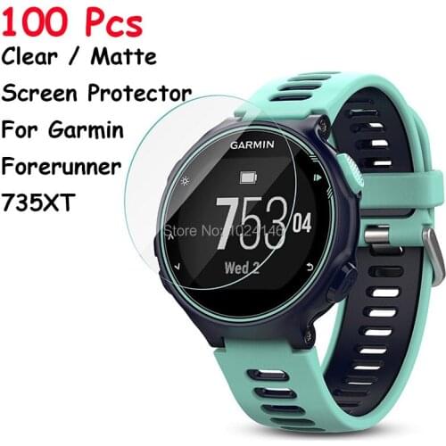 100 Pcs/Lot HD Clear / Anti-Glare Matte Screen Protector For Garmin Forerunner 735XT SmartWatch Protective Film Guard + Cloth