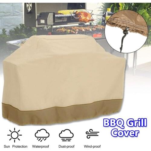 Large 147CM BBQ Grill Cover Waterproof Heavy Duty Patio Outdoor Oxford Barbecue Smoker PU Grill Cover Outdoor Barbecue Hood
