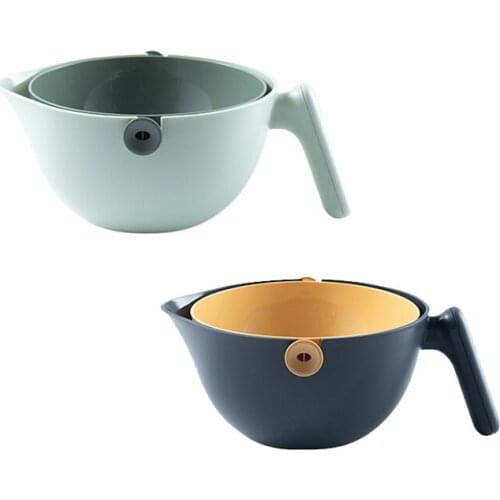 2-In-1 Draining Basket Double-Layer Fruit and Vegetable Rotating Draining Basket Vegetable Washing Basket