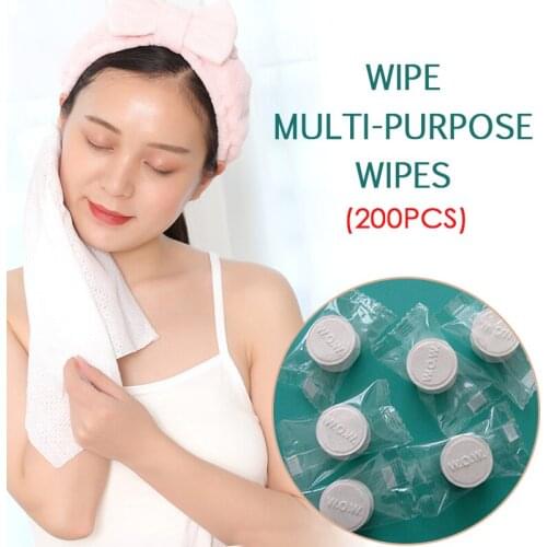200pcs Compressed Towel Disposable Cotton Cleansing Towel Small Square Compressed Face Towels Portable Hotel Travel Accessories