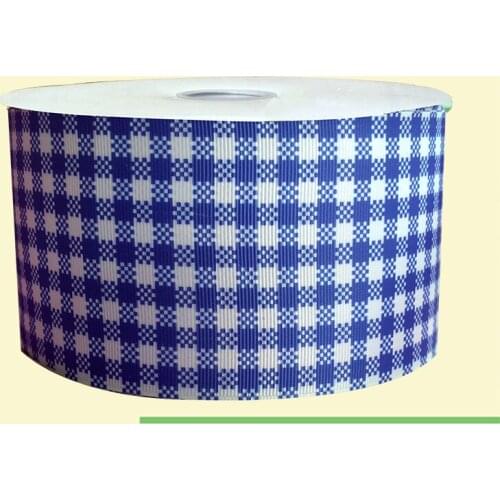 3" inch 75 mm 7.5 cm light blue Scottish lattice free shipping printed grosgrain ribbon for gift packing