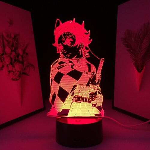 Demon Slayer Tanjiro Kamado Figure 3D Night Lamp for Child Bedroom Decor Nightlight Kids Gif LED Night Light Demon Slayert