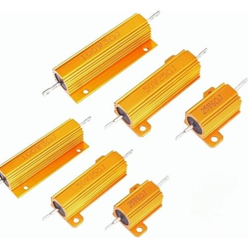 10W 25W 50W 100W Aluminum Power Metal Shell Case Wirewound Resistor 0.1R-10K 0.1 0.5 1 2 6 8 10 20 200 500 1K 10K ohm Resistance