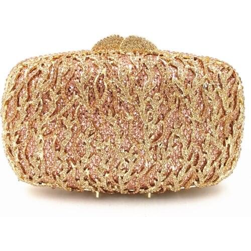 Green/hot pink dress Evening Bags Chain Shoulder Beading Clutch Lip Metal Rhinestones Lady Purse For Wedding Party Dinner wallet