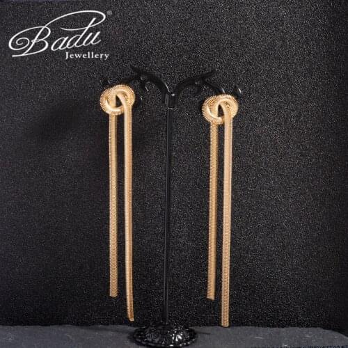 Badu New Vintage Gold Silver Color Link Chain Earrings For Women Boho Geometric Simple Long Tassel Drop Earring 2021 Jewelry