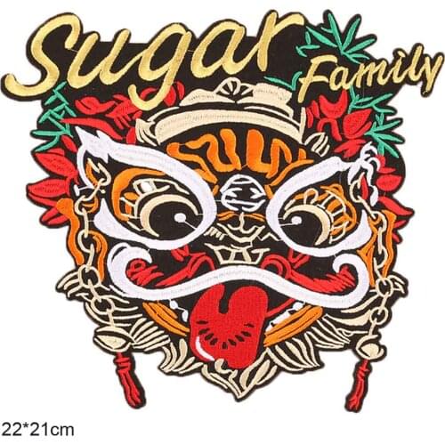 Big Size Tiger Iron On Embroidered Clothes Patches For Clothing Stickers Garment Wholesale