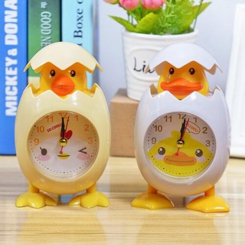 Alarm Clock,3inch Cartoon Eggshell Duck Alarm Clock Super Cute Small Alarm Clock for Childrens Room Mute Alarm Clock