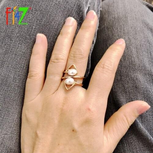 F.J4Z Hot Women Rings Fashion Minimalist Jewelry Simulated Pearl Finger Rings Lady Accessories Gifts Dropship