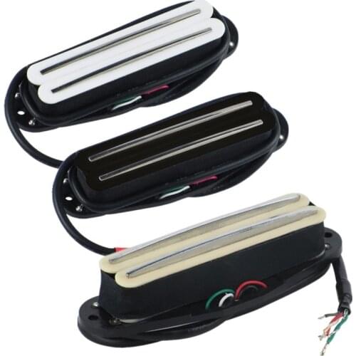 FLEOR 1PCS Hot Rails Pickup Dual Rail Humbucker Pickup Ceramic 4-Conductor Electric Guitar Parts, White/Black/Yellow Choose