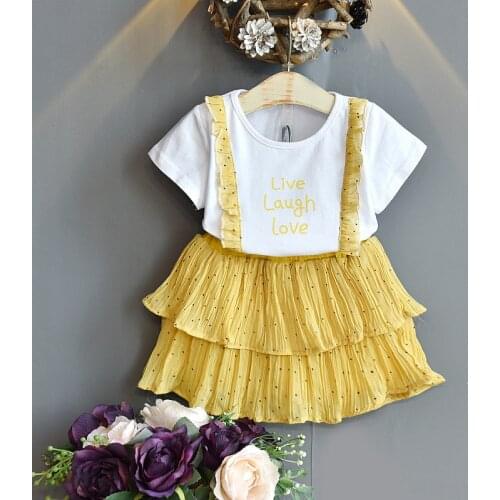 2020 Baby Girl Summer Clothing Set Sweet Lace T Shirts+cake Skirts Girls Kids 2pcs Casual Princess Suits Clothes