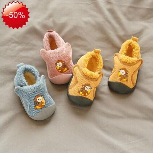 Cute cartoon Infant Toddler Boots Winter Warm Plush Baby Girls Boys Snow Boots Outdoor Soft Bottom Non-Slip Child Kids Shoes