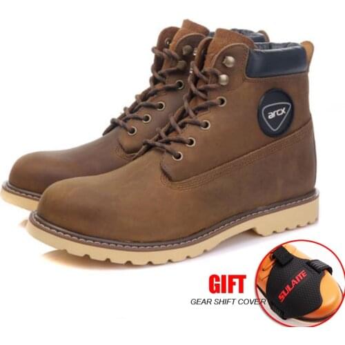 Mens Motorcycle Cow Leather Shoes Boot Knight Martin Tooling Boots leisure Suede casual shoes motocross Touring boats