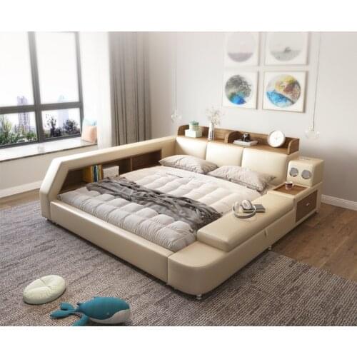 US leather soft bed modern bedroom furniture with large size кровати