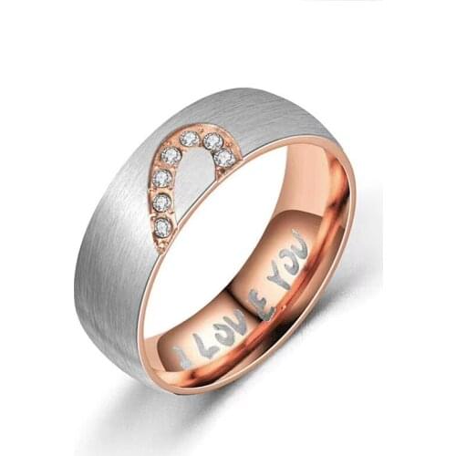 Couple Wedding Jewelry Classic Rings Stainless Steel Heart Bands Set Simple Creative