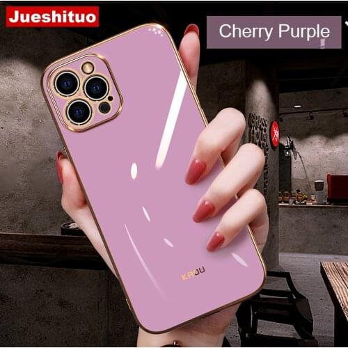 JUESHITUO For iPhone 11 12 Pro Max 7 8 Plus Luxury Plating Silicone Shockproof Len Protection Phone Case For iPhone XS Max X XR
