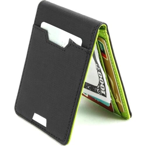 Luxury Slim Money Clip Bifold Wallets for Men 9 Card Cash holder Leather Purse With Zipper Money Bag Coin Pocket Metal Clamp