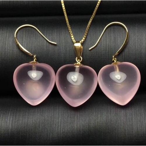 Pink colour Rose Quartz gemstone and necklace for women with 18K GOLD