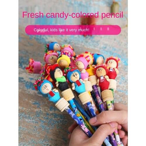 5PCS Childrens Cartoon Pencil Student Prize Gift Hand-painted Cloth Pen Creative Fashion Personality Cute Stationery
