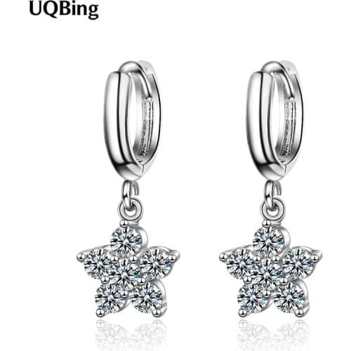 Solid 925 Sterling Silver Full Crystal Charms Star Clip Earring On Ear For Women Birthday Gifts Jewelry