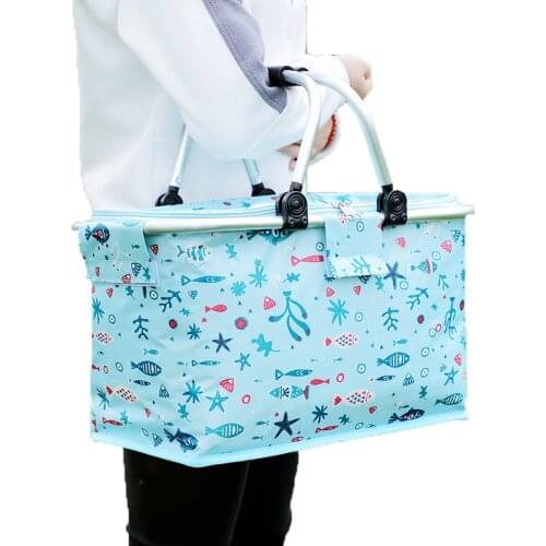 Picnic Basket Folding Womens Large Portable Travel Thermal Lunch Beach Storage Box Fridge Camping Cooler Bag For Outdoor