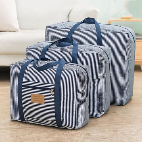 Blue Stripe Storage Bags Waterproof Bedding Handle Packge Oxford Organizer For Travel Clothing Luggage Handbag Wardrobe Contain
