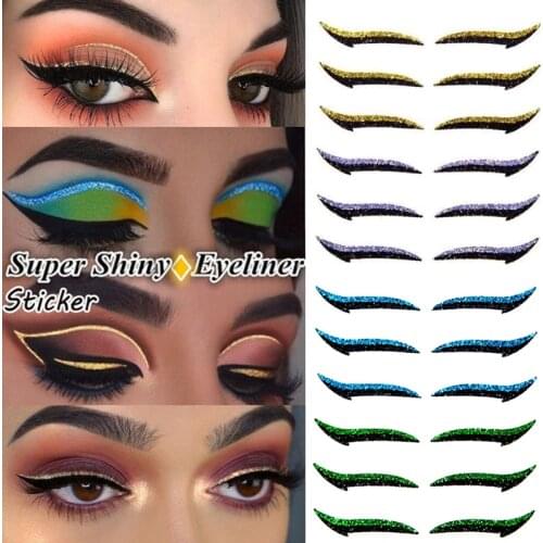 Eyelid Line Stick Reusable Shining Eyeliner Stickers Cat Eye Makeup Double Eyelid Sticker Eyeliner Makeup Sticker 6pcs/set