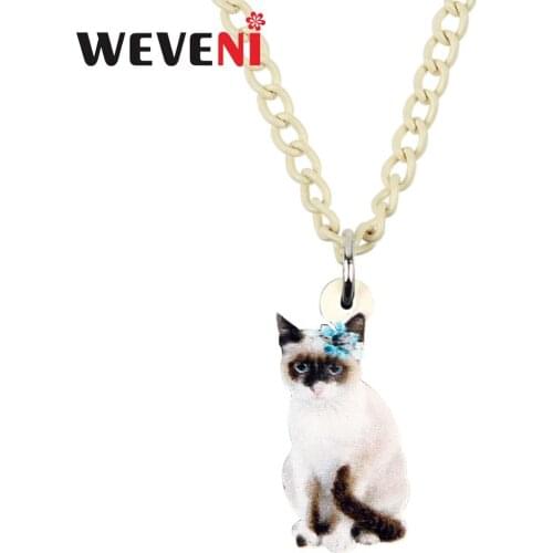 WEVENI Acrylic Elegant Birman Cat Kitten Necklace Choker Sweet Pets Jewelry Teen Girl Charm Party Gift Decoration 2019 Fashion