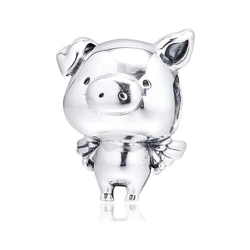 CKK Silver 925 Jewelry Pippo the Flying Pig Charm Fits Original Bracelets Sterling Silver Beads