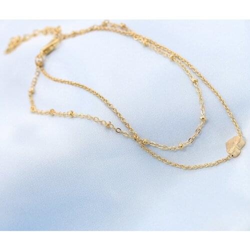 Heart Pendant Double Chains Golden Anklets for Women