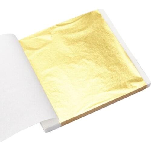 100pcs Gold Foil Design Art Craft Paper Imitation Gold Leaf Leaves Gilding Paper For Diy Wall Furniture Craft Decoration 2