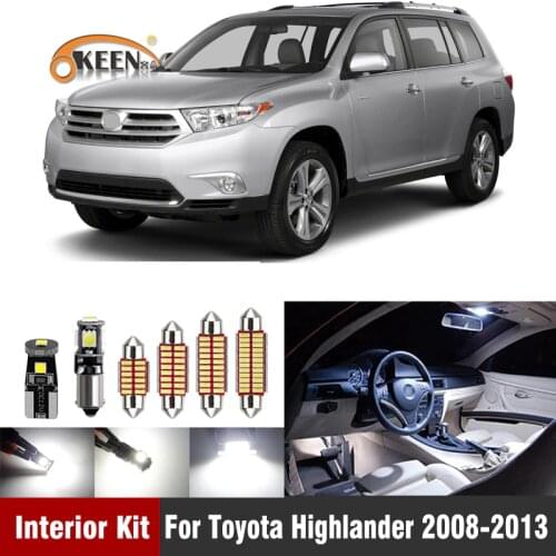 12Pcs White Canbus LED Bulbs Car Interior Light Kit For Toyota Highlander 2008-2013 Map Dome Trunk Plate Light