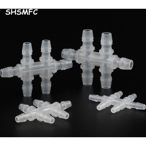 2~200Pcs 3.9~7.9mm PP Equal Path 6-Ways Hose Connectors Garden Irrigation Aquarium Tank Adapter Air Pump Aerator Pagoda Joints