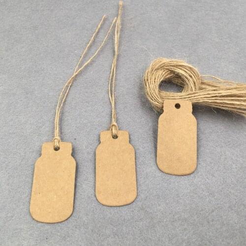 200Pcs Price Tags+200Pcs Strings 5x2.5cm Jewelry Box Gift Hang Tags Brown Kraft Paper Cardboard Label Packing Tags Custom Logo