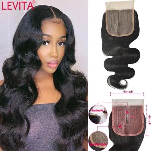 5Pcs/Lot Levita Wholesale Brazilian Body Wave Closure Only Human Hair Swiss Lace Closure Bresilienne Closure Cheveux Humain